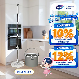 Thùng Lau Nhà Tròn MyJae Tiện Lợi Thông Minh Giặt Vắt 2 Trong 1