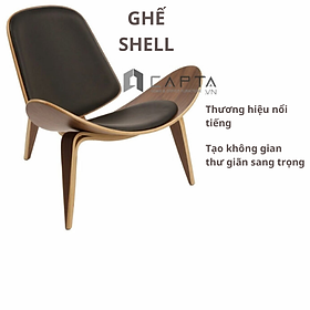 Mua Ghế thư giãn ngồi đọc sách tại nhà SHELL Nội thất Capta.vn Ghế gỗ Polywood nệm PVC cao cấp màu đen Shell elaxing Chair