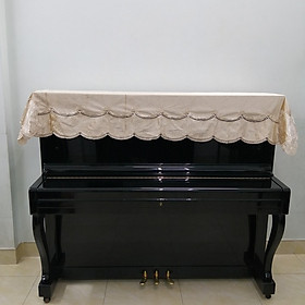 KHĂN PHỦ ĐÀN PIANO CƠ MÀU KEM HỌA TIẾT HOA PHỐI REN SANG TRỌNG