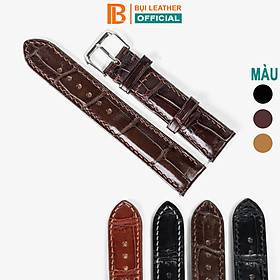 Dây đồng hồ nam da cá sấu đốt tre Bụi Leather D103 - Hàng khâu tay thủ công cao cấp - Bảo hành 12 tháng