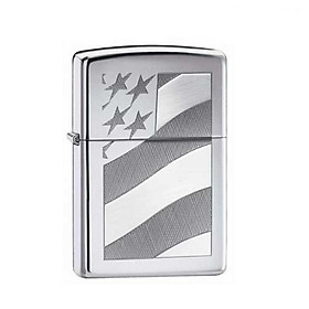 Bật Lửa Zippo Old Glory High Polish Chrome Chính Hãng Usa