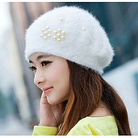 Mũ beret nón bere nữ len lông thỏ thời trang Hàn Quốc mới dona21111219
