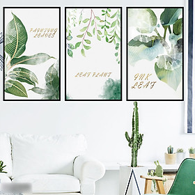 Decal dán tường chất liệu PVC loại 1 dày dặn, sắc nét, trang trí phòng khách, quán cafe- khung ảnh lá nhiệt đới- mã sp LV05