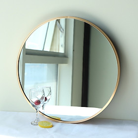 Gương tròn treo tường khung nhôm mạ vàng GTT01 - Đường kính 600mm 