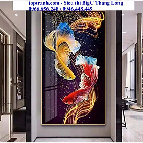 Mua Tranh thêu chữ thập Vũ điệu song ngư cá koi MN0174 thêu kín chưa thêu