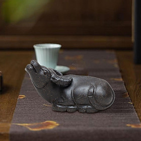 Tea Pet Ornament Miniature Sculpture Tea Lovers Gift Craft Cow Statue Animal Tea Figurine for Desktop Tea Decoration Tea Accessories Garden
