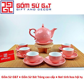 Bộ trà chóp lửa màu hồng Gốm Sứ G&T