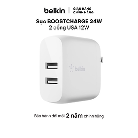 Mua Adapter sạc BOOST↑CHARGE Belkin Dual USB-A 24W - WCB002dqWH - Hàng Chính Hãng