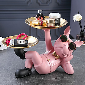 Mua Khay đựng bánh kẹo hoa quả 2 tầng chó Bull độc lạ - Kệ để đồ phụ kiện chìa khóa decor bàn ăn  kệ giày đẹp và quà tặng ý nghĩa