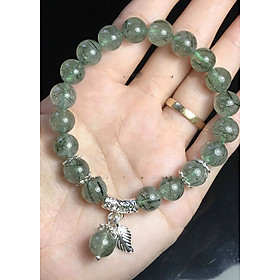 Vòng tay thạch anh tóc xanh 9li mix charm bạc 925 - 11840999