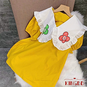 Đầm váy babydoll phối hoa cho bé gái đi chơi đi học mát từ 12-40kg hàng thiết kế cao cấp