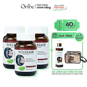 Combo 3 Viên Uống Mọc Tóc Nữ Welhair For Women Dân Khang Giảm Rụng Tóc Hỗ Trợ Tóc Dày Và Dài Hộp 30 Viên