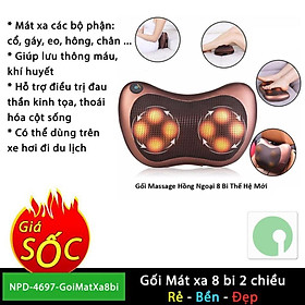 Gối Massage Hồng Ngoại 8 Bi - giải tỏa căng thẳng - hỗ trợ điều trị đau lưng - cột sống - NPD-5818