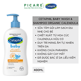 Hình ảnh Sữa Tắm Gội Dịu Nhẹ Cho Bé Cetaphil Baby Wash & Shampoo with Organic Calendula 400ml