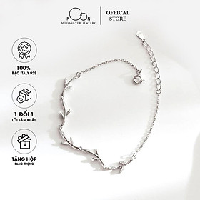 Lắc tay bạc nữ moonsilver vòng tay bạc nhánh lá oliu chạm đá xinh, bạc 925