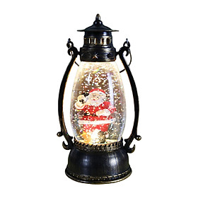 Christmas Lighted Lantern Light up Ornaments Snowing Globe Christmas Decoration Water Glittering for Xmas Fireplace Desk Festival Decor