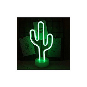 Cactus neon Night Light với hỗ trợ trang trí cơ sở trang trí tường phòng khách Giáng sinh USB + Sử dụng đôi sử dụng màu xanh lá cây