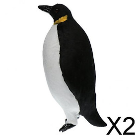 2xArtificial Simulation Ornaments Feathered Fake Penguin Decor S