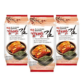 Lốc 3 Gói Rong Biển Vị Kimchi Nhập Khẩu Hàn Quốc 4gx3gói