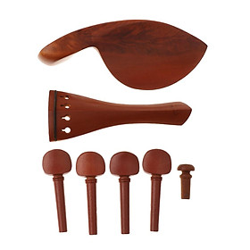 Jujube Wood Violin Chinrest+Tailpiece+Tuning Pegs+Endpin for Violin Fiddle Replacement