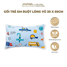 Gối Trẻ Em Ruột Lông Vũ Cao Cấp Khang Home - An Toàn Êm Ái Và Thoáng Mát Cho Bé - Size 30x50cm