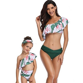 Mẹ Và Con Gái Đeo Vai Đơn Đồ Bơi Họ Phù Hợp Với Xù Đồ Bơi Bé Gái Kẻ Sọc Bikini Kid Cho Bé Nữ Áo Tắm - Daughter 140(6-8T)
