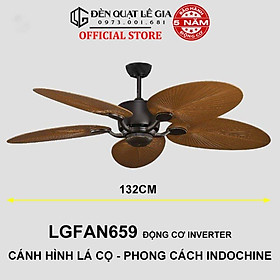 Quạt trần phong cách Đông Dương| Quạt trần Indochine style LGFAN659 | Quạt trần cánh gỗ trang trí phòng ngủ chung cư homestay {Hàng Chính Hãng