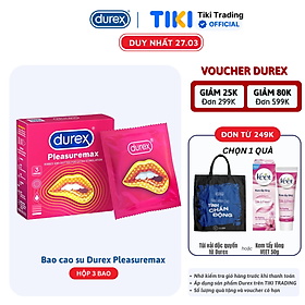 Bao cao su Durex Pleasuremax Hộp 3 Bao