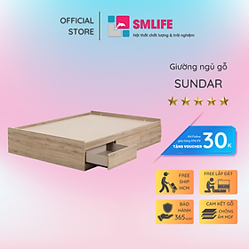 Giường ngủ gỗ hiện đại SMLIFE Sundar  | Gỗ MDF dày 17mm chống ẩm | D205xR165xC40cm