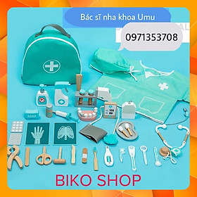 Đồ chơi bác sĩ nha khoa bằng gỗ cho bé(xanh/hồng)