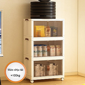 Tủ Nhựa Gấp Gọn Đa Năng, Chất Liệu Nhựa PP Cao Cấp, 2 Cánh Mở Trong Suốt Có Bánh Xe Di Chuyển Tiện Lợi