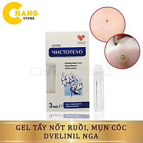 Gel tẩy nốt ruồi, mụn cóc, mụn thịt, tàn nhang, sẹo lồi Develinil của Nga