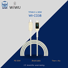 Mua Cáp sạc hàng chính hãng WiWU Titan C to L Wi-C038  siêu bền  PD30W  có màn hiển thị