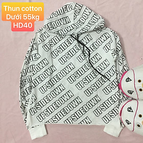 (40-55kg) Áo hoodie nữ chất thun cotton 4c in full chữ UPSIDEDOWN. Ảnh thật trải sàn