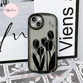 Ốp lưng Iphone chống sốc dẻo hình hoa Tulip đen dành cho Iphone 11 / Phone 11 Pro / Iphone 11 Pro Max / Iphone 12 / Iphone 12 Pro / Iphone 12 Pro Max / Iphone 13 / Iphone 13 Pro / IPhone 13 Pro Max / Iphone 14/ Iphone 14 Pro / Iphone 14 Pro Max