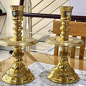 Mua Cặp chân nến bằng đồng vàng nguyên chất cao 28cm