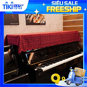 Khăn Phủ Đàn Piano KU016B, Vải Nhung Mới Lạ, Mềm Mịn, Màu Đỏ Sang Trọng, Họa Tiết Độc Đáo