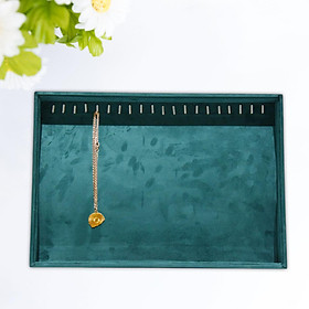 Necklace Pendant Organizer Display Earring Showcase Jewelry Storage Tray (E) - Green Necklaces