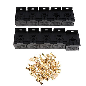 10 Pieces Automotive 5 Pin Relay Socket Holders with 6.3mm Copper Terminals