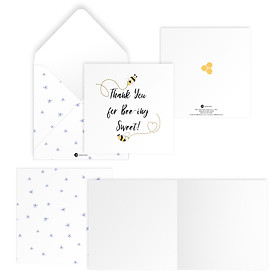 Thiệp cảm ơn người yêu, bạn bè THANK YOU FOR BEE-ING SWEET vuông 12cm SDstationery LET IT BEE