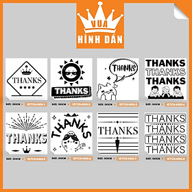 Set 50/100 sticker thanks (5x5cm) - tem dán hộp, túi hàng hoặc gói quà mang lời cảm ơn đến cho người nhận(1.027)