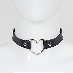 Vòng cổ choker dây da khuôn trái tim rỗng sành điệu