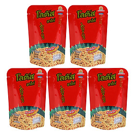 Combo 5 Gói Lớn Snack Bim Bim Bánh Que Đỏ Dorkbua Lotus Biscuit Stick Vị Tôm (55g / Gói) Nhập Khẩu Từ Thái Lan