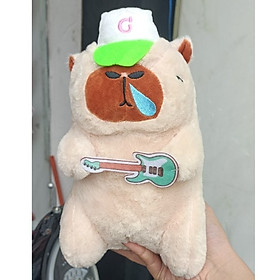 Thú nhồi bông Capybara đội quả táo đỏ - Size 42cm - Quà tặng gấu bông chuột lang lông mềm mịn đáng yêu