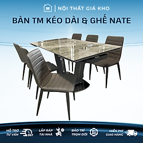 Mua Bàn ăn mặt đá ceramic bóng thông minh kéo dài 2 đầu 2m3 kết hợp ghế Nate  bộ bàn ăn 8 ghế 10 ghế  bàn ăn mặt đá
