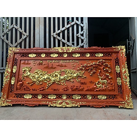 Tranh treo tường mã đáo thành công bằng gỗ hương đỏ kt 79×155×4cm