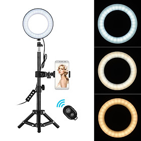 6 Inch Desktop Portable Selfie LED Ring Light 3000-6000K 3 Light Modes & Dimmable Brightness with Tripod Stand Wireless