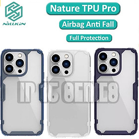Ốp lưng trong suốt Nillkin Nature TPU Pro cho iPhone 17 Pro Max / 16 Pro / 15 Plus / 14/ 13 lưng cứng viền dẻo - Hàng chính hãng