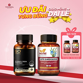 Bộ Sản Phẩm Tăng Chiều Cao: Viên uống Canxi hữu cơ New Zealand Nutri Seaweed Calcium 60 Viên và GO MULTI TEEN EVERYDAY