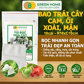 10 Túi Bọc Cam, Lê, Ổi GreenHome, 18x19cm, Có Nút Cài, Độ Bền 3-5 Năm, Nhiều Kích thước